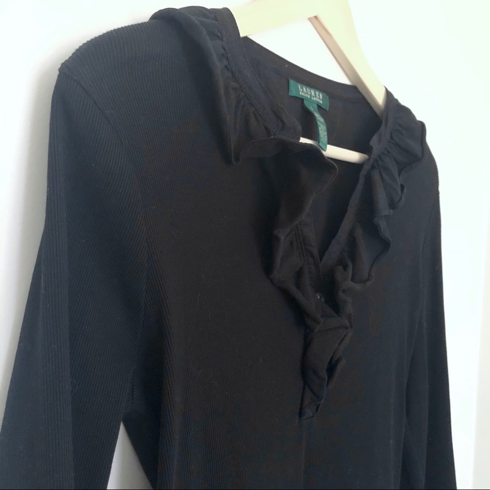 Ralph Lauren Ribbed Ruffle Top - Picture 2 of 5